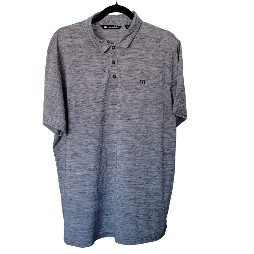 TravisMathew Polo Shirt Mens XL Grey Blue Ombre Heather Space Dye Short Sleeve‎